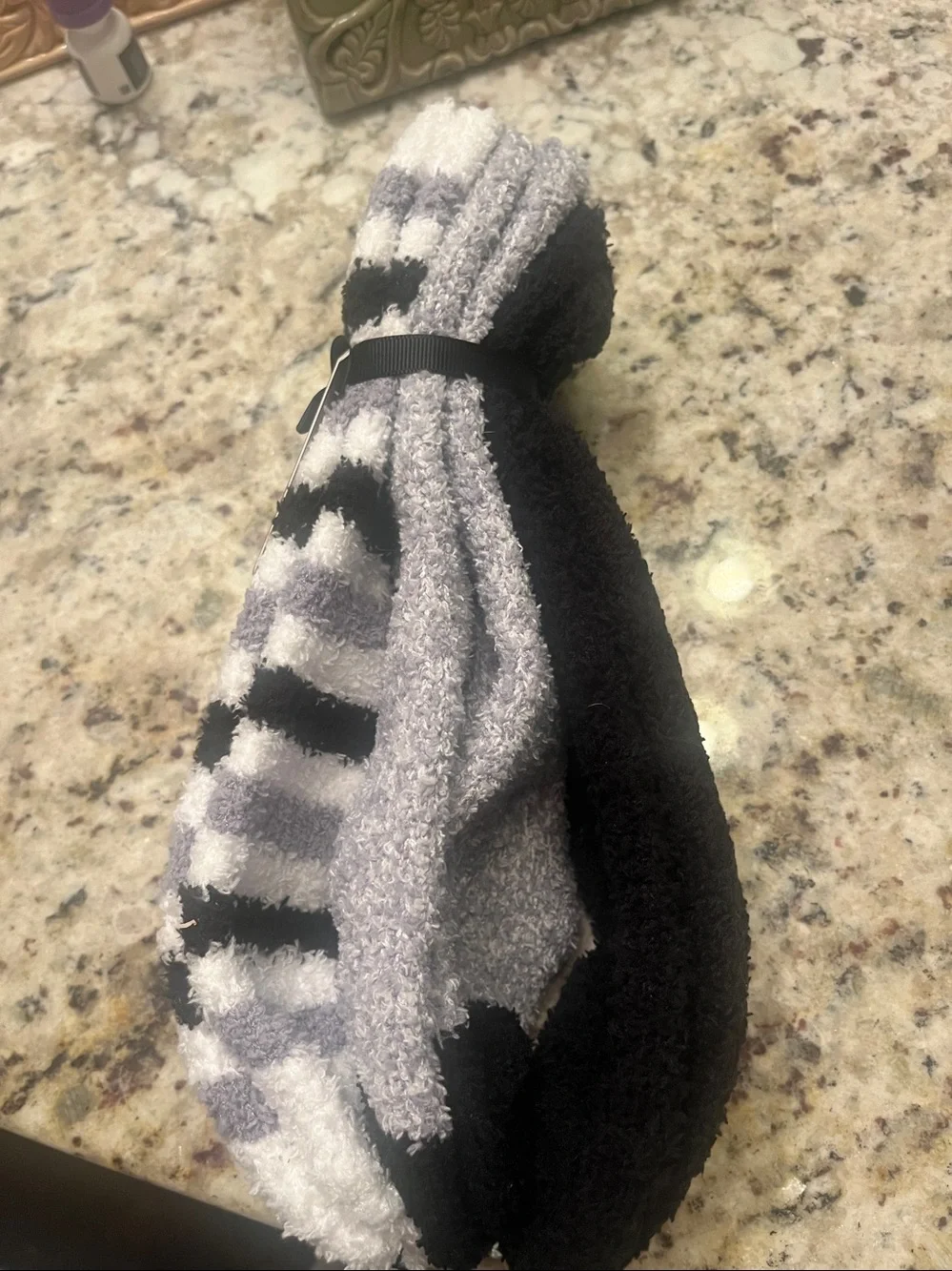 Laundry By Shelli Segal Striped Cozy Crew Socks - White, Gray & Black. 3 pair